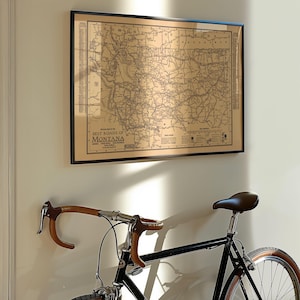 Kaart van de wegen van Montana 1926 Ingelijste poster print muurkunst canvaskunst muurdecoratie