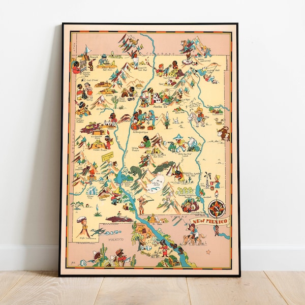 New Mexico Map Print| Art History| 1935 New Mexico Map Wall Art| Framed Wall Art| Canvas Art| Poster Art| Prints Wall Art| Map Wall Prints