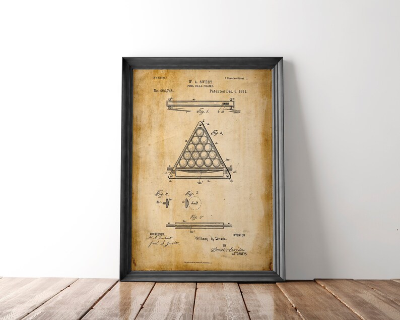 Eight Pool Frame Poster Billiards Wall Art Gift Image 0