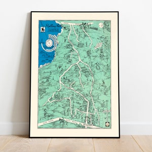 Bebilderte Karte von Rolling Hills| Kalifornien Wandkunst| Poster Vintage| Home Wandkunst| Pull Down Karte| Wrapped Canvas