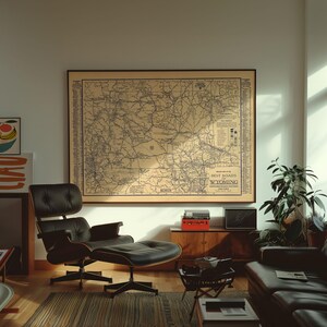 Carte des routes du Wyoming, 1926, affiche encadrée, impression d'art mural, toile, impression d'art, décoration murale