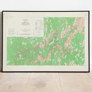 Kaart van Yosemite Valley| Yosemite Nationaal Park| Oude kaart wanddecoratie| Vintage kaart kunst aan de muur| Affichedruk| Ingelijste kunstdruk| Kaart op doek