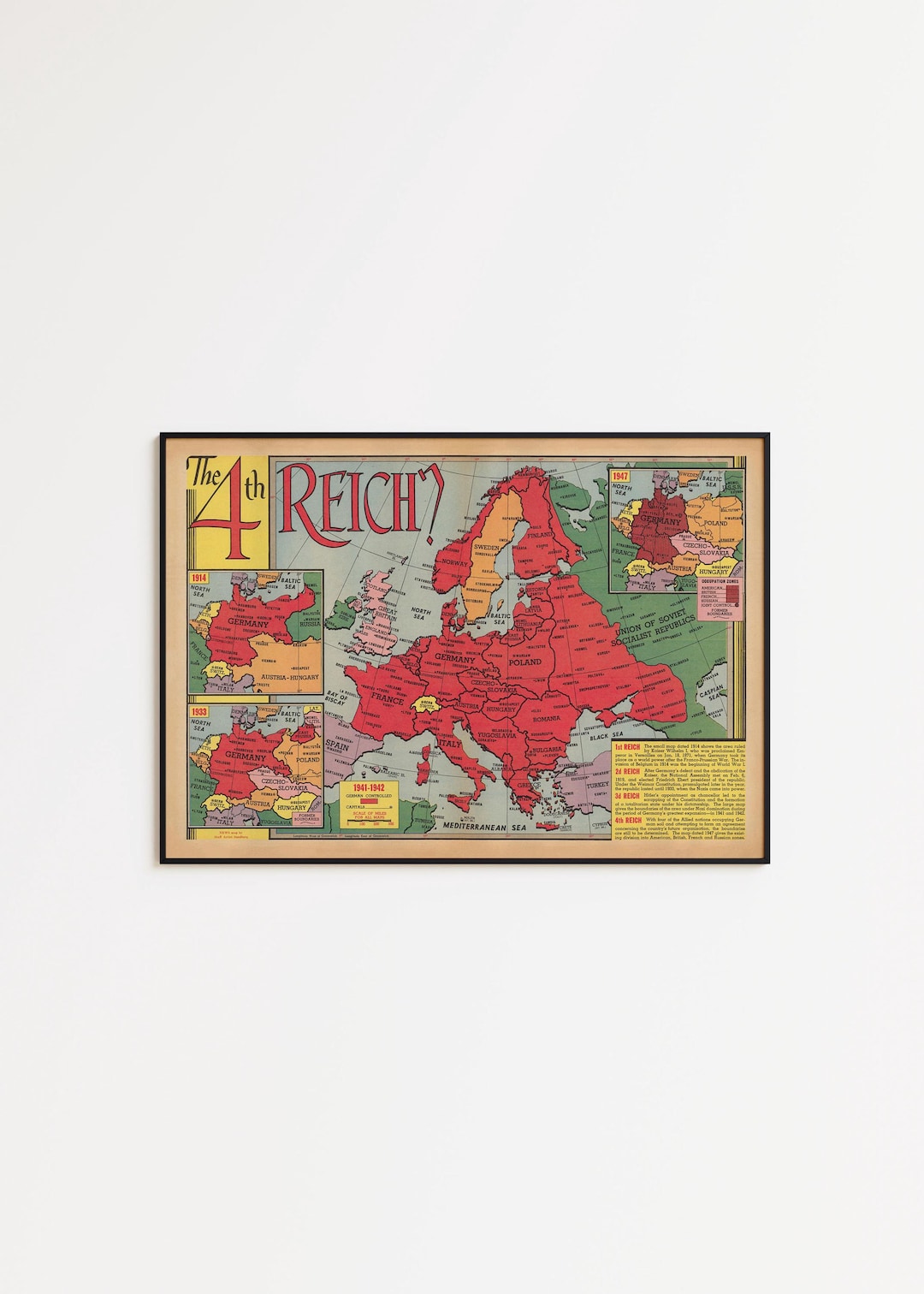 WWII Germany Map Art Print: Vintage War Map Poster - Etsy
