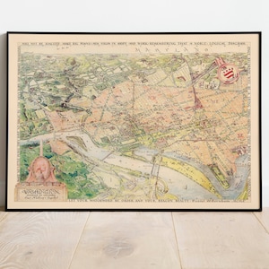 Bildkarte von Washington DC 1948| Alte Karte Wanddekor | Vintage Karte Wandkunst | Posterdruck | Gerahmter Kunstdruck | Wandbild Map