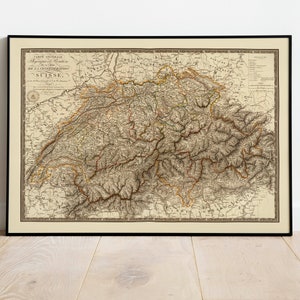 Historische Karte der Schweiz 1822| Alte Karte Wanddeko | Vintage Karte Wandkunst| Posterdruck | Gerahmter Kunstdruck| Leinwanddruck Karte