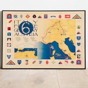 Karte von Europa im 2.Weltkrieg | WW2 Europa Karte Print| Leinwandbild | Militärische Karte Wandbild | Vintage-Propaganda-Poster