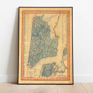 Impresión de mapas de Nueva York/ Impresiones de bellas artes/ 1846 Arte de pared de mapas de Nueva York / Arte enmarcado / Arte de lienzo / Arte de carteles / Impresiones de arte de pared / Impresiones de pared de mapas de la ciudad