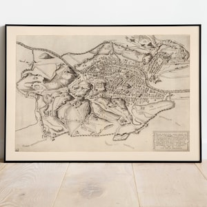 Gravierter Plan von Rom 1557| Alte Karte Wanddeko | Vintage Karte Wandkunst| Posterdruck | Gerahmter Kunstdruck| Leinwanddruck Karte