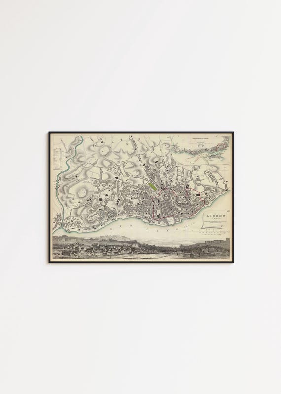 1833 Lisbon Map Print: Vintage City Wall Art
