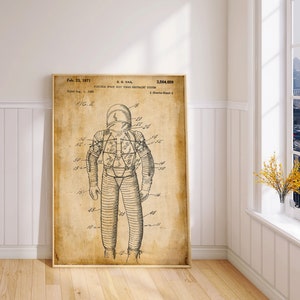Spacesuit Patent Print| Framed Art Print| Vintage Poster Wall Decor| Art Canvas| Wall Poster| Wall Art Prints| Wall Prints