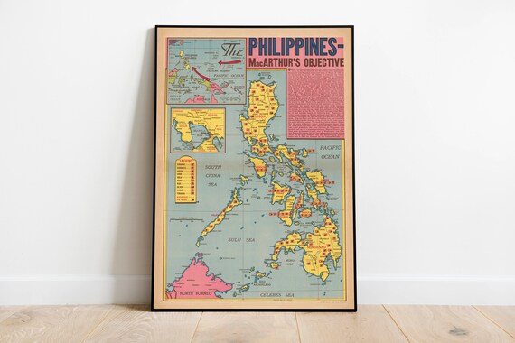World War 2 Map Print Poster Print Philippines Map WW2 | Etsy