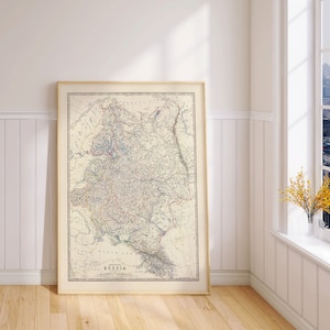 Zusammengesetzte Karte des europäischen Russlands 1861| Alte Karte Wanddeko | Vintage Karte Wandkunst| Posterdruck | Gerahmter Kunstdruck| Leinwanddruck Karte