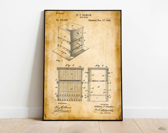 Bee Hive Patent Print| Framed Art Print| Vintage Poster Wall Decor| Art Canvas| Wall Poster| Wall Art Prints| Wall Prints