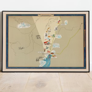 Impression de la carte d’Eilat| Affiches de carte d’Israël| Art mural d’impression sur toile| Déroulez la carte| Impression murale de cartes d’Israël| Art mural Cartes du Moyen-Orient