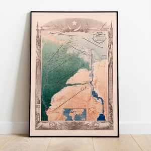 Karte des Suezkanals 1869| Ägypten Landkarten| Alte Karte Wanddeko | Vintage Karte Wandkunst| Posterdruck | Gerahmter Kunstdruck| Leinwanddruck Karte
