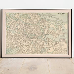 Impression de carte de Vienne de 1901 | Art mural imprimé sur toile | Cartes vintage Autriche pour décoration murale | Affiche de la carte de Vienne | Cartes murales| Carte déroulante