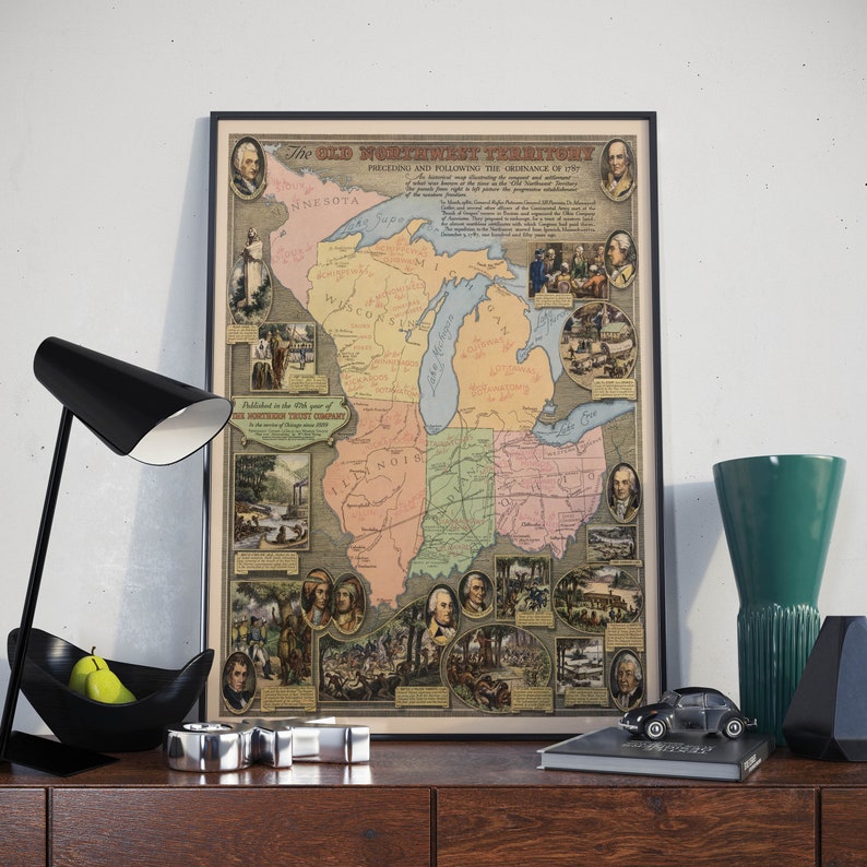 Map of The Old Northwest Territory 1787 Vintage Maps Wall | Etsy