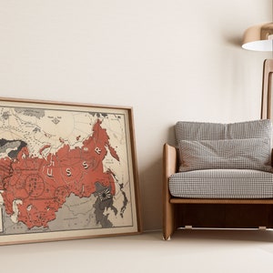 Mapa de la Unión Soviética 1941/ Decoración de pared de mapa antiguo/ Rusia soviética/ Arte de pared de mapa vintage/ Impresión de póster/ Impresión de arte enmarcado/ Mapa de impresión de lienzo