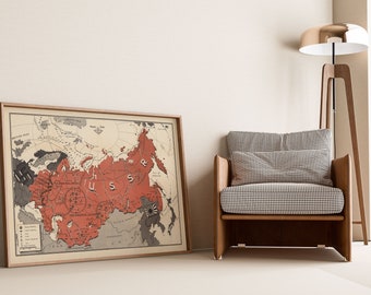 Map of the Soviet Union 1941| Old Map Wall Decor| Soviet Russia| Vintage Map Wall Art| Poster Print| Framed Art Print| Canvas Print Map