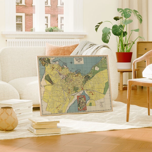 1939 Tallinn Map Art Print: Vintage City Map Wall Decor