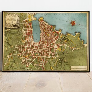 Marseille Stadt Karte Wand Print | Gerahmte Karte Wanddeko | 1791 Marseille Karte Kunstdruck | Posterdruck | Kunstdruck auf Leinwand | Karte Wandkunst Poster