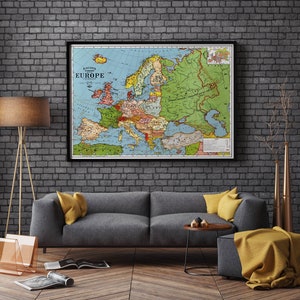 Map of Europe in 1923 Map of Aftermath of World War I Political Europe Map Pictorial Map of Europe Antique Europe Continent Map image 2