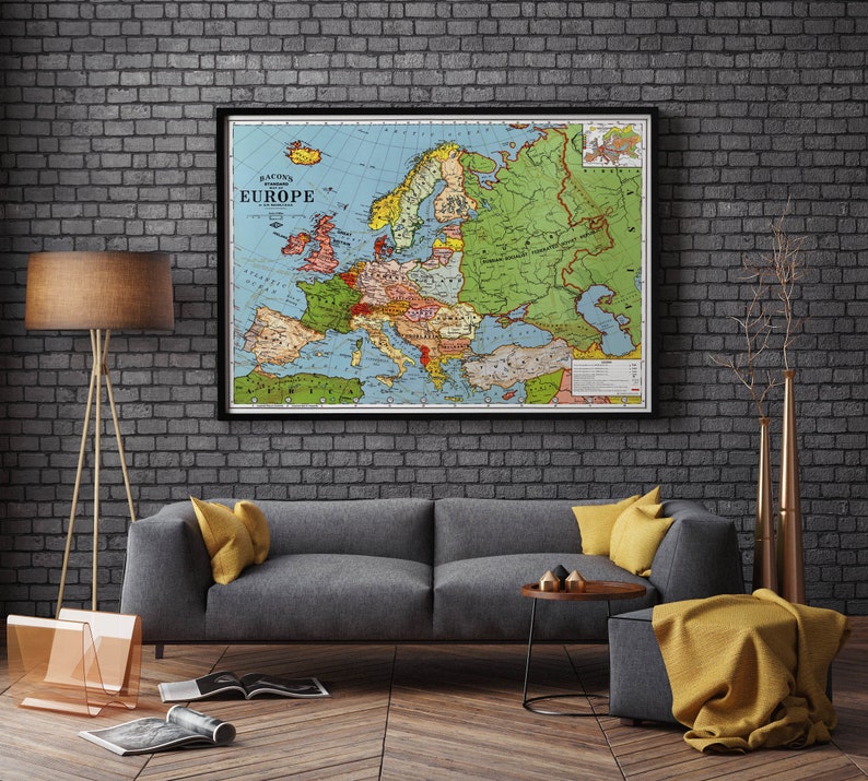 Map of Europe in 1923 Map of Aftermath of World War I Political Europe Map Pictorial Map of Europe Antique Europe Continent Map image 2