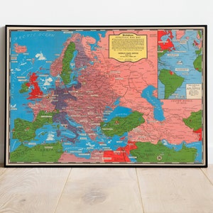 Carte illustrée de la Seconde Guerre mondiale| Carte de la Seconde Guerre mondiale| Bataille de l'Atlantique| Carte militaire| Carte de guerre picturale| L'Europe pendant la Seconde Guerre mondiale | Carte de guerre antique