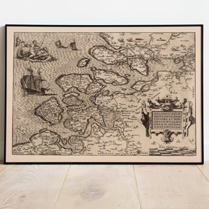 Historische Karte von Zeeland, Niederlande 1570| Alte Karte Wanddekor | Vintage Karte Wandkunst | Posterdruck | Gerahmter Kunstdruck | Wandbild Map
