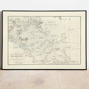 Seekarte des Hafens von Boston Bay 1818| Alte Karte Wanddeko | Vintage Karte Wandkunst| Posterdruck | Gerahmter Kunstdruck| Leinwanddruck Karte