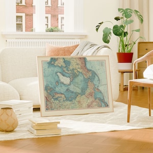 Carte de l'Arctique| Décoration murale de carte| Art mural carte vintage| Impression d'affiche | Impression murale de carte| Impression d'art encadrée| Impression sur toile Carte