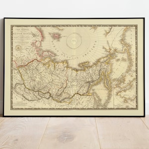Carte historique de la Russie en Asie 1821| Décor mural de vieille carte| art mural de carte vintage| Impression d’affiche| Impression d’art encadrée| Tableau sur toile Carte