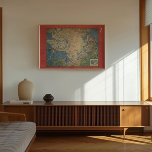 Póster enmarcado con mapa del Polo Norte y el océano Ártico en la Segunda Guerra Mundial, impresión artística sobre lienzo, decoración de pared