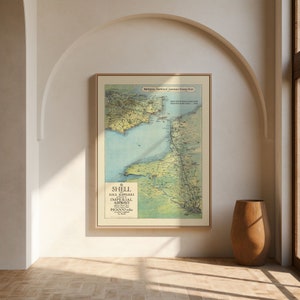 Karte der Strecke von London nach Paris| Alte Landkarte Wandbilder| Vintage Karte auf Leinwand | Pull Down Map