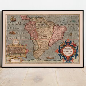 Mapa da América 1623| Gerardo Mercator| Decoração de parede de mapa antigo | Arte de parede de mapa vintage | Impressão de pôster | Impressão artística emoldurada | Mapa de impressão em tela