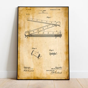 Ruler Patent Print| Framed Art Print| Vintage Poster Wall Decor| Art Canvas| Wall Poster| Wall Art Prints| Wall Prints