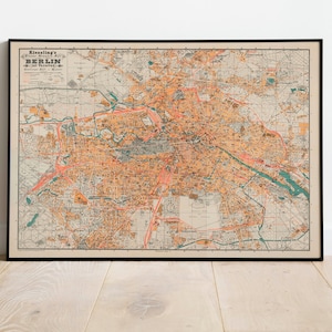 Berlin Map Wall Print| Gerahmte Karte Wanddekor | 1920 Berlin Karte Kunstdruck | Posterdruck | Leinwanddruck Wandkunst | Karte Wand Kunst Poster