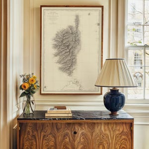 Póster enmarcado con la carta náutica de Córcega de 1832, impresión artística sobre lienzo, decoración de pared
