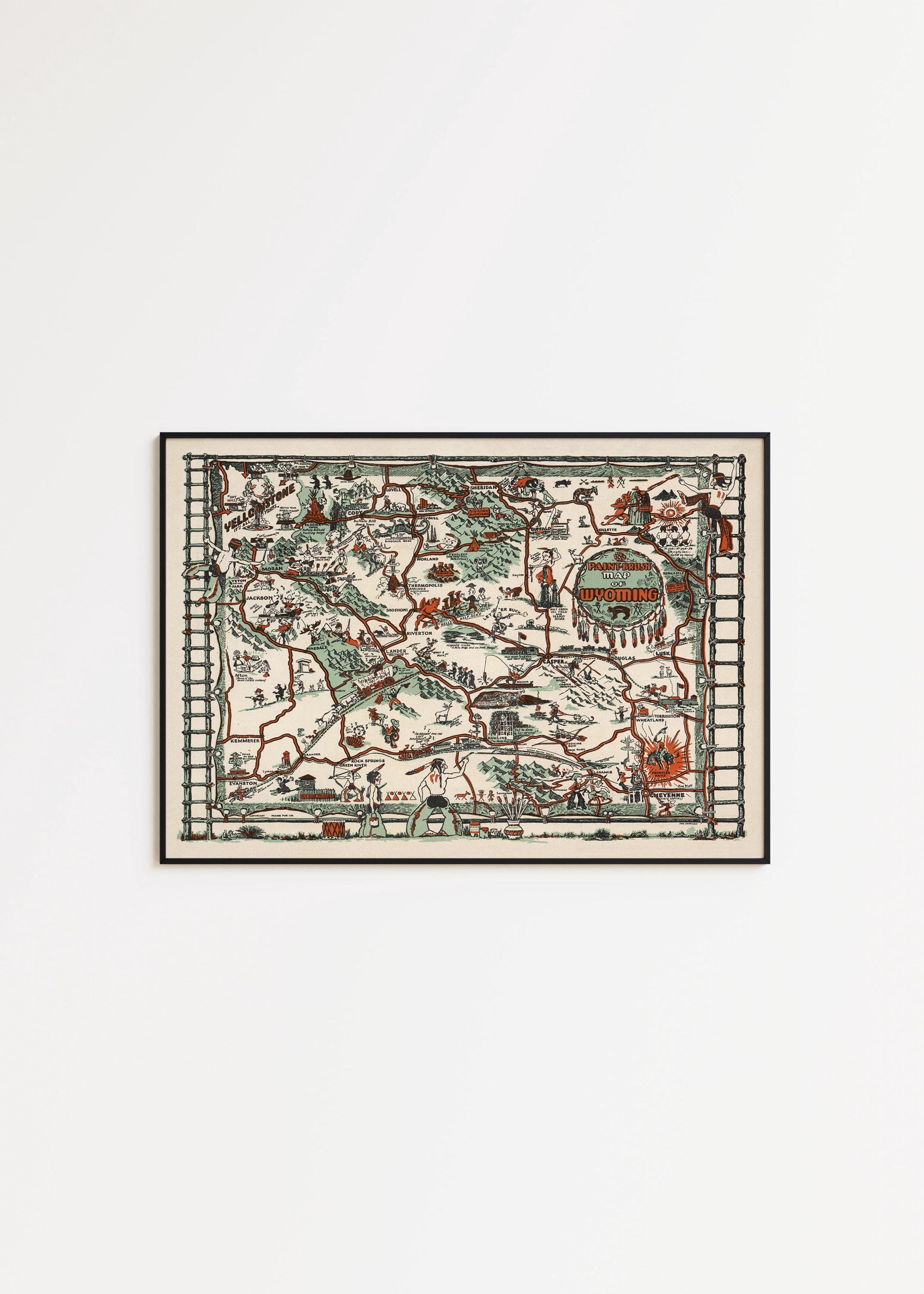 額装品　西洋古地図　1664年　J.ブラウ　ウェールズ・モンゴメリー州 ヴィンテージワイオミングマップポスター：ファインアートウォール
