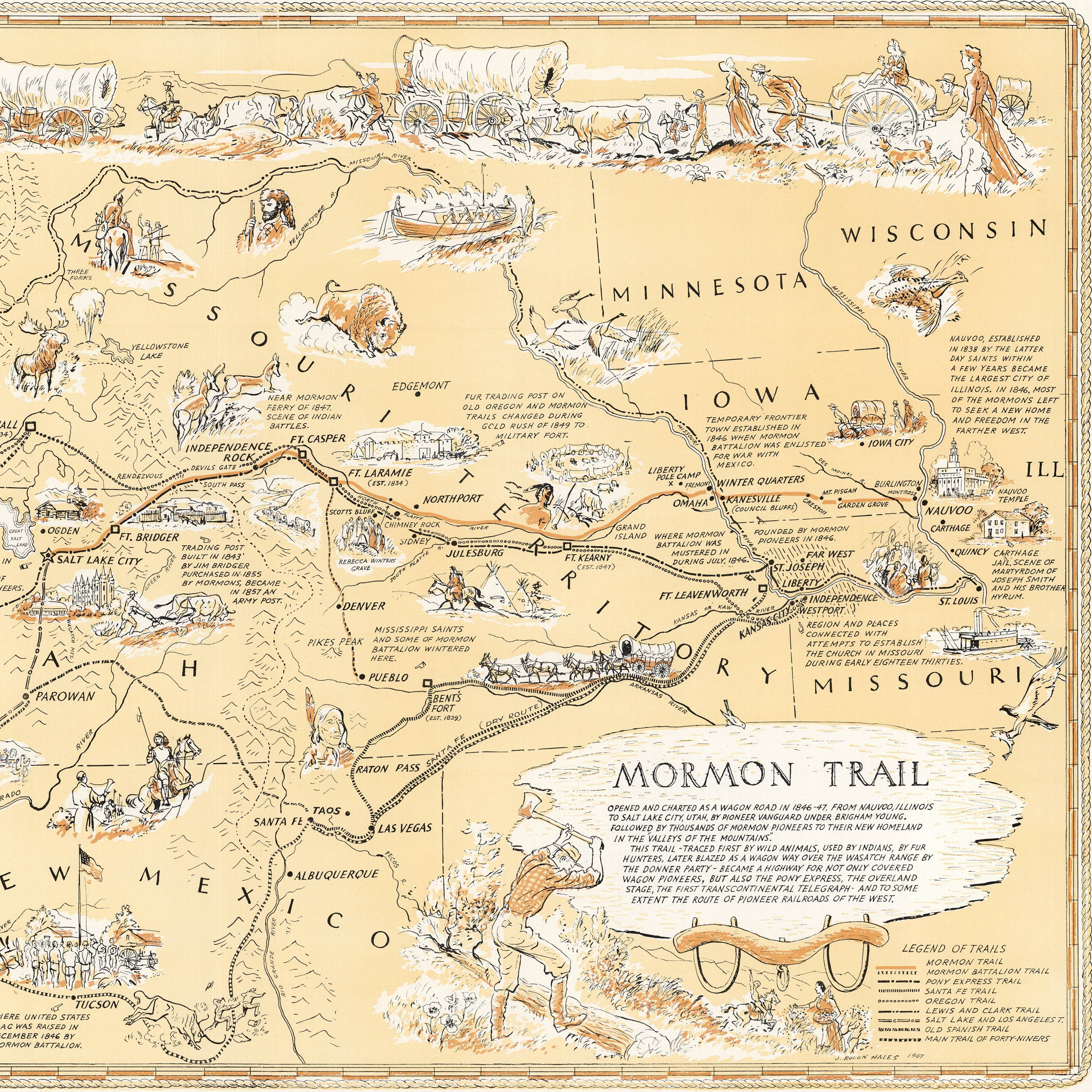 Mormon Trail Map Poster Mormon Trail Wall Art Print Poster Etsy
