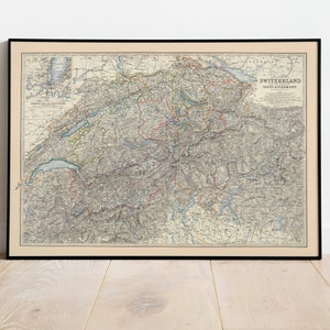 Zusammengesetzte Landkarte der Schweiz, des Piemont und des Wirsings 1861| Alte Karte Wanddeko | Karte Wandkunst| Posterdruck | Gerahmter Kunstdruck| Leinwanddruck Karte