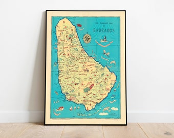 Barbados Map Print| Art History| 1946 Barbados Map Wall Art| Framed Wall Art| Canvas Art| Poster Art| Prints Wall Art| Map Wall Prints