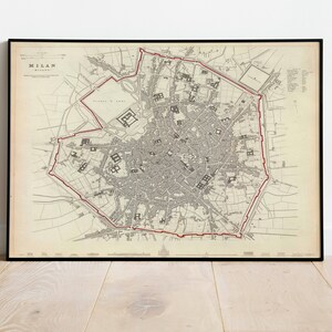 Milano Map Print| Fine Art Prints| 1832 Milano Karte Wandkunst| Gerahmte Wandkunst| Leinwandbild | Poster Kunst| Drucke Wandkunst| Stadt Karte Wandbilder