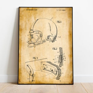 Football Helmet Patent Print| Framed Art Print| Vintage Poster Wall Decor| Art Canvas| Wall Poster| Wall Art Prints| Wall Prints