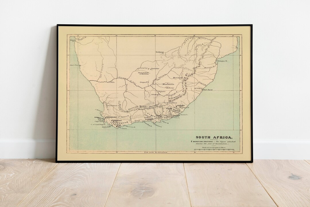 South Africa Map Print Wall Decor South Africa Wall Art Print Ready to