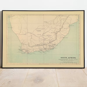 Mapa de Sudáfrica Imprimir decoración de pared/ Impresión de arte de pared de Sudáfrica/ Lienzo listo para colgar/ Póster vintage/ Mapa desplegable/ Mapa de pared de Sudáfrica