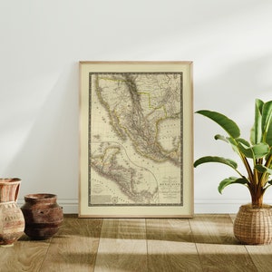 Mapa histórico de México 1821/ Decoración de pared con mapa antiguo/ Arte de pared con mapa vintage/ Impresión de póster/ Impresión artística enmarcada/ Impresión de mapa en lienzo