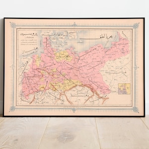 Carte ottomane de l’Allemagne 1868| Décor mural de vieille carte| art mural de carte vintage| Impression d’affiche| Impression d’art encadrée| Tableau sur toile Carte