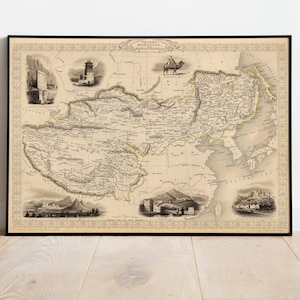 Mongolia Map Print| Fine Art Prints| 1851 Manchuria Map Wall Art| Framed Wall Art| Canvas Art| Poster Art| Prints Wall Art| City Map Art