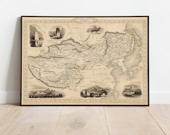 Mongolia Map Print| Fine Art Prints| 1851 Manchuria Map Wall Art| Framed Wall Art| Canvas Art| Poster Art| Prints Wall Art| City Map Art